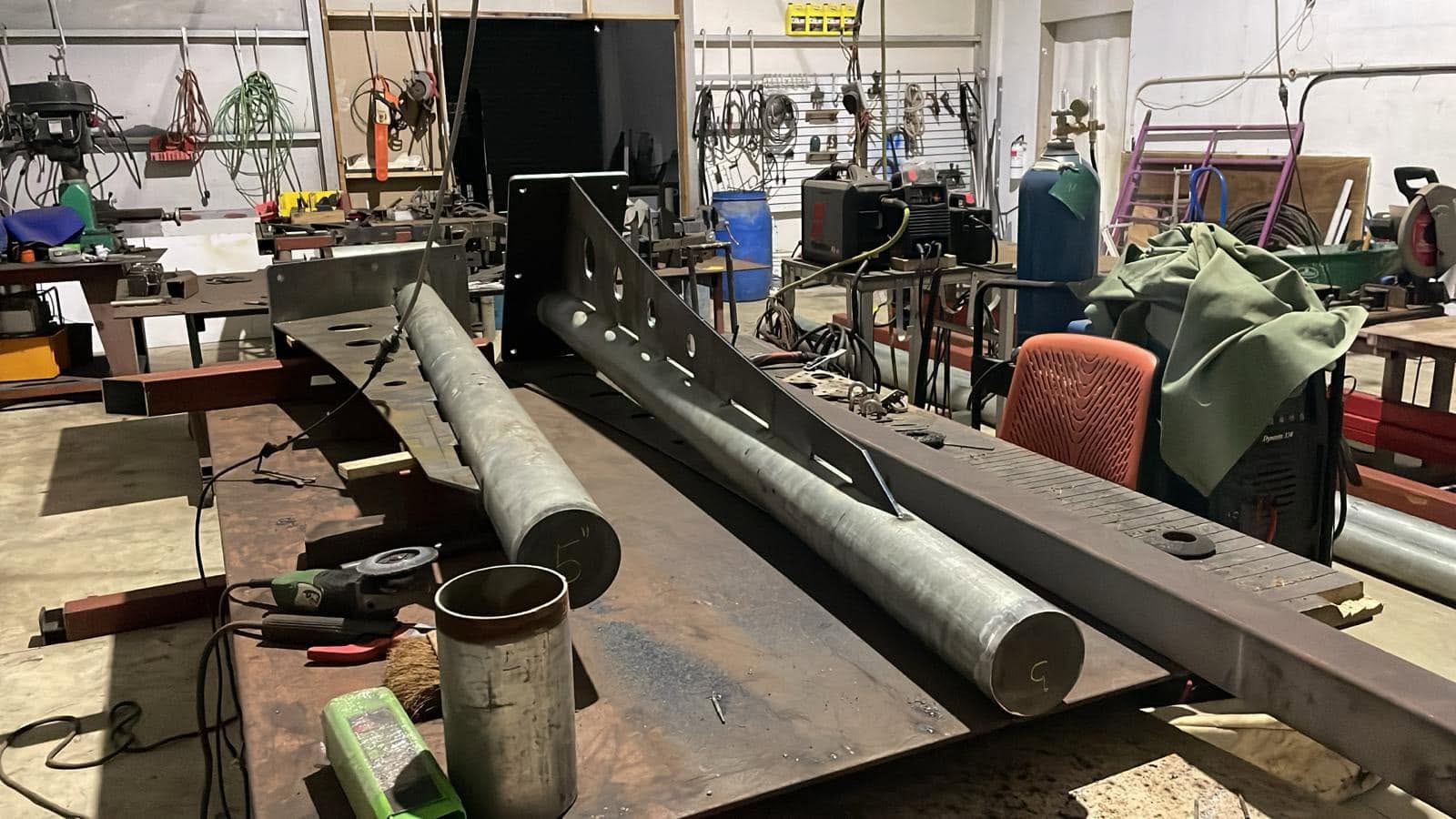 Steel fabrication in the Caribbean Shade workshop